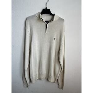 CHAPS Men’s CREAM 1 Pullover 1/4 ZIP Sweater XXL